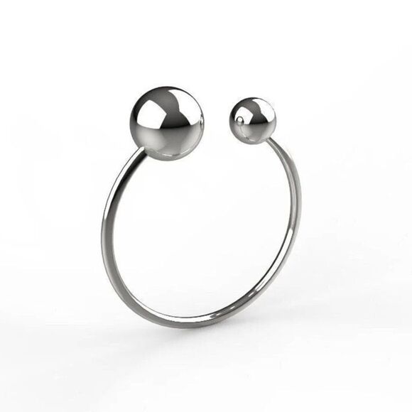 Solid 925 Sterling Silver Hypoallergenic Adjustable Bead Ball Ring - Picture 1 of 7